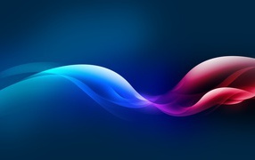 Розовая с голубым неоновая волна на синем фоне