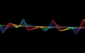 Осциллограмма цвета радуги на черном фоне