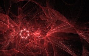 Красный фрактальный рисунок на черном фоне 