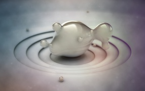 Фигура рыбы из серой субстанции, 3д графика