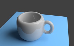 Белая 3д кружка на сером фоне