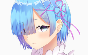 Девушка с голубыми волосами аниме Жизнь В Альтернативном Мире С Нуля