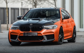 Orange 2020 G-Power BMW M5 Hurricane RS 2020 in the city
