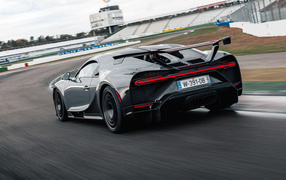 2020 Bugatti Chiron Pur Sport black fast car at the stadium