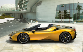 Автомобиль кабриолет Ferrari SF90 Spider 2021 года вид сбоку