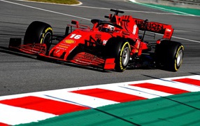 Red Ferrari SF1000 race car, 2020 on the track