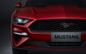 Красный автомобиль Ford Mustang EcoBoost SIP крупным планом