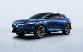Синий автомобиль Honda SUV Econcept 2020 года на сером фоне