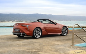 2020 Lexus LC 500 Convertible in red by the water