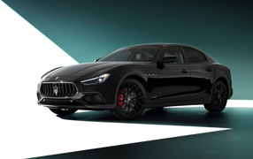 Stylish expensive car Maserati Ghibli S Q4 GranSport Nerissimo Pack 2021