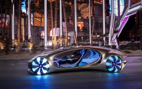 Автомобиль Mercedes-Benz VISION AVTR, 2020 года с неоновыми колесами