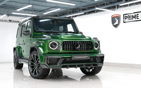 2020 green Mercedes-Benz G-Klasse Green Inferno SUV in the garage