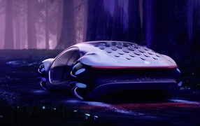 2020 neon car Mercedes-Benz VISION AVTR in the forest