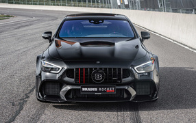 Black car Brabus Rocket 900 One Of Ten Mercedes-AMG GT 63 S 4MATIC + on the road