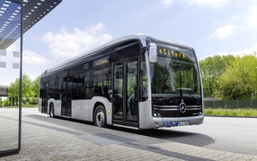 Mercedes-Benz bus at the bus stop