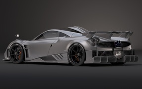 Серебристый автомобиль Pagani Imola 2020 года вид сзади