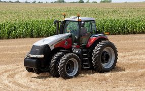 Case tractor on a corn field