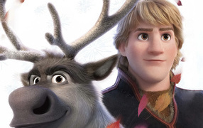 Characters Christoph and Sven on a white background cartoon Frozen 2