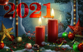 Beautiful card with candles for Christmas 2021