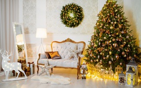 Beautiful decorated room for Christmas