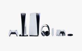 Приставка Sony PlayStation 5  на белом фоне