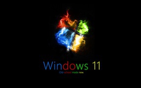 Заставка операционной системы WINDOWS 11 на черном фоне