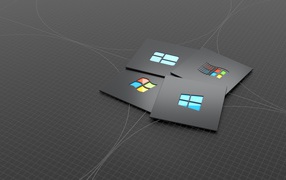 Квадраты Windows 10 на сером фоне 
