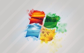 Значок виндовс времена года на сером фоне