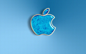 Голубой значок apple на фоне с точками