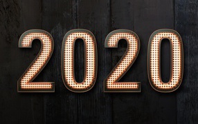 Красивые цифры 2020 на черном фоне