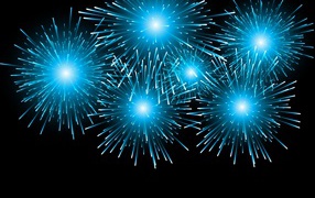 Яркий голубой салют на черном фоне