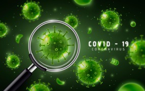 Бактерии коронавируса под увеличительным стеклом 