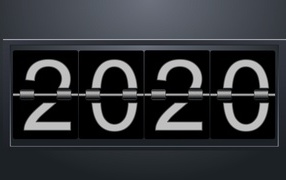Перекидные цифры 2020 на сером фоне