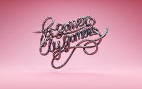 Надпись For Gamers By Gamers на розовом фоне 