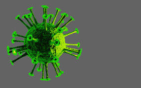 Зеленый вирус на сером фоне