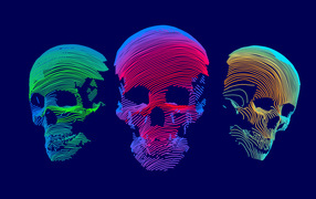 Векторный рисунок черепов на синем фоне