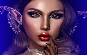 Фантастическая девушка эльф с сережками в ушах