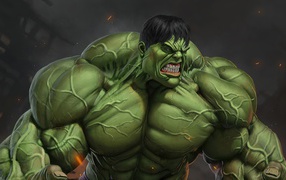 Разъяренный зеленый Халк идет в атаку
