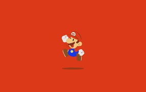 Маленький Марио на красном фоне 