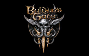 Логотип новой видео игры Baldur’s Gate III на черном фоне