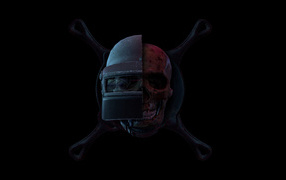 Череп из компьютерной игры PUBG на черном фоне