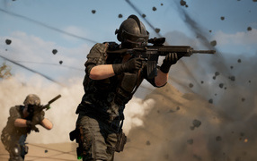 Солдаты в бою из компьютерной игры PUBG