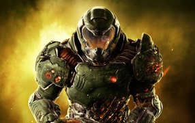 Воин в броне персонаж компьютерной игры Doom Eternal, 2020
