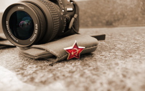 Пилотка и фотоаппарат для защитника на 23 февраля День защитника отечества