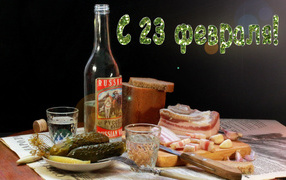 Угощения на столе для защитника на 23 февраля