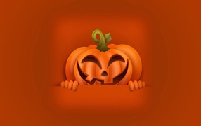 Halloween pumpkin on orange background