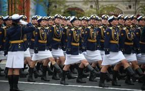 Girls in uniform at the Victory Day parade on May 9