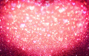 Блестящий фон с сердечками 