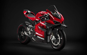 Мотоцикл  Ducati Superleggera V4, 2020 года на сером фоне