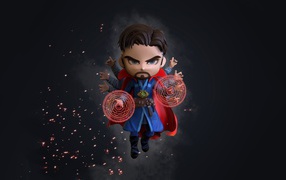 Персонаж Марвел Доктор Стрэндж на сером фоне